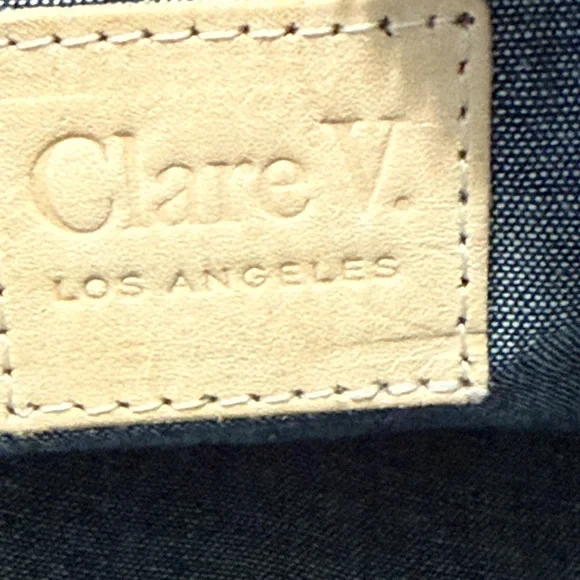 Clare V Cream Leather Tag on Blue Fabric worn once - Picture 8 of 11